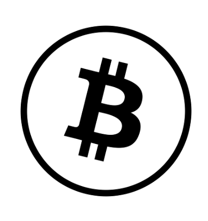 A black and white picture of a bitcoin symbol.