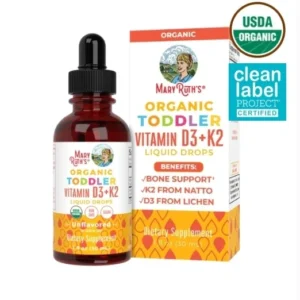 A bottle of organic toddler vitamin d 3 and k 2