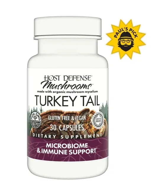 A bottle of mushroom supplement turkey tail