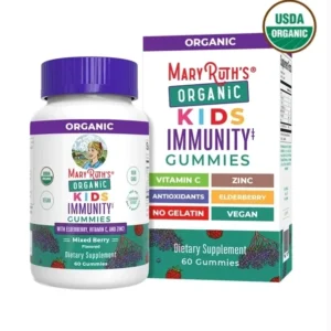 A bottle of mary ruth 's organic kids immunity gummies