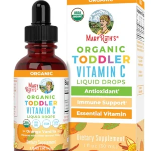 A bottle of mary berry 's organic toddler vitamin c liquid drops